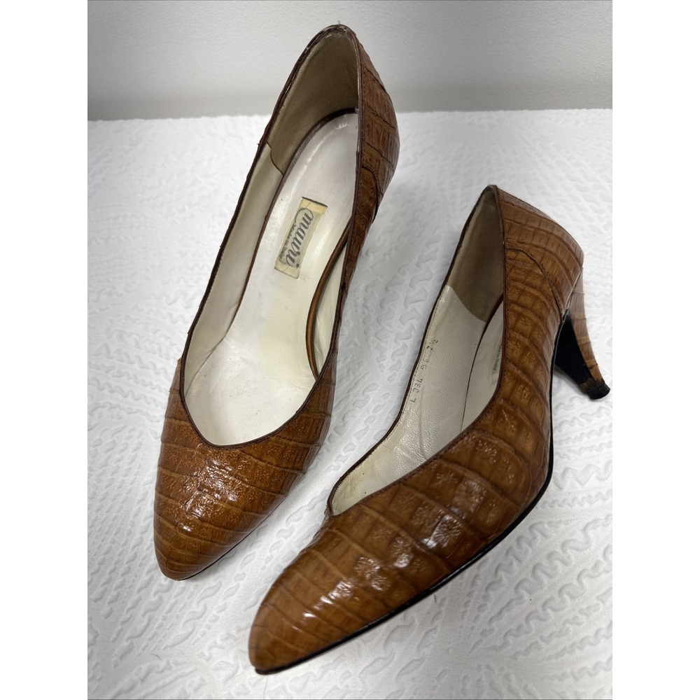 Mauri Women's Crocodile Pump, Brown, Size 7.5 M
